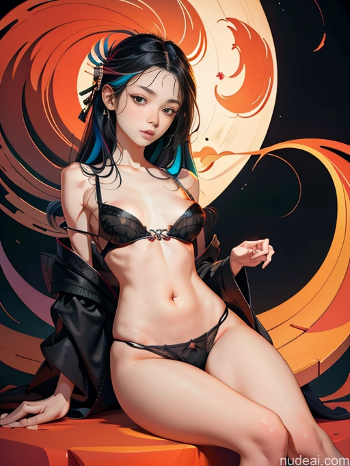 Model One Beautiful Skinny 18 Black Hair Long Hair Japanese Undressing Bra Phoenixdress