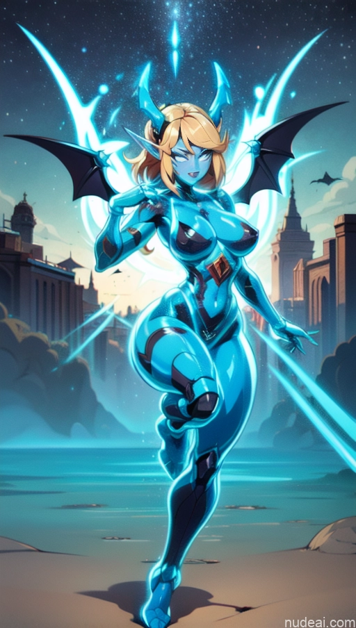 ai nude image of pics of Vampire Muscular Abs Bodybuilder Perfect Boobs Science Fiction Style SSS: A-Mecha Musume A素体机娘 Powering Up Deep Blue Eyes Has Wings Tattoos Neon Lights Clothes: Blue