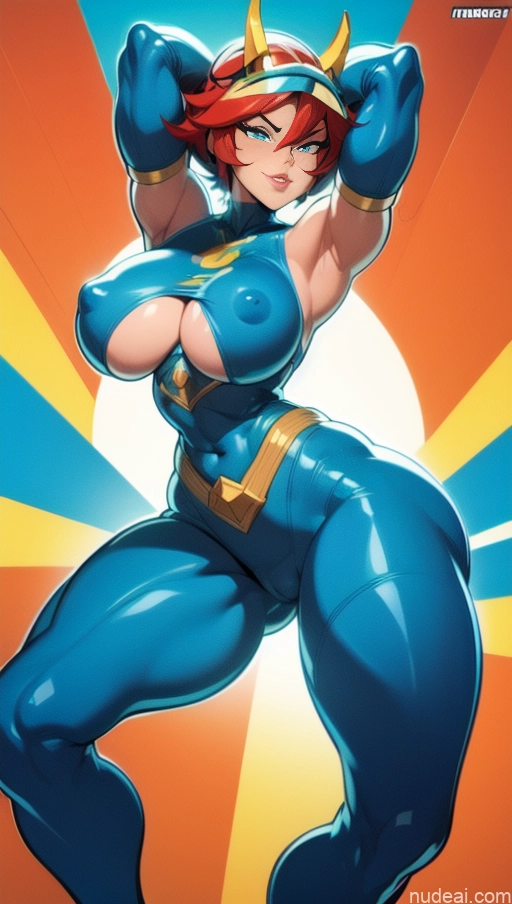 ai nude image of pics of Several Israel Superhero Bodybuilder Abs Perfect Boobs Powering Up Science Fiction Style Dynamic View SSS: A-Mecha Musume A素体机娘 Neon Lights Clothes: Blue