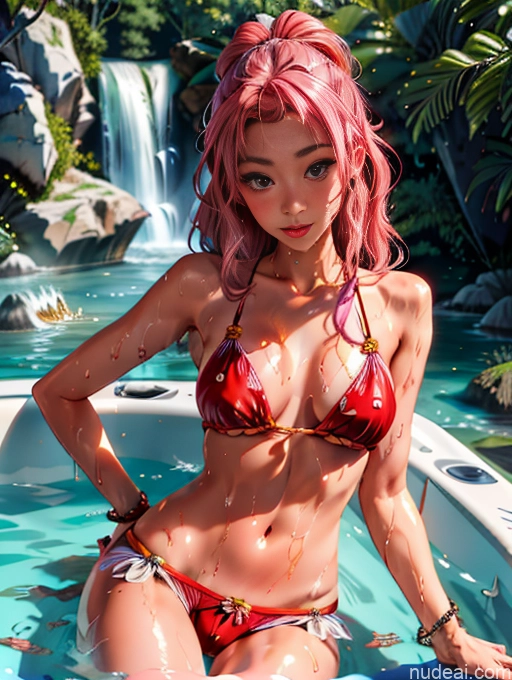 Model Beautiful Skinny 18 Long Hair Pink Hair Japanese Kisses Hot Tub Two Dance Dress: Latin