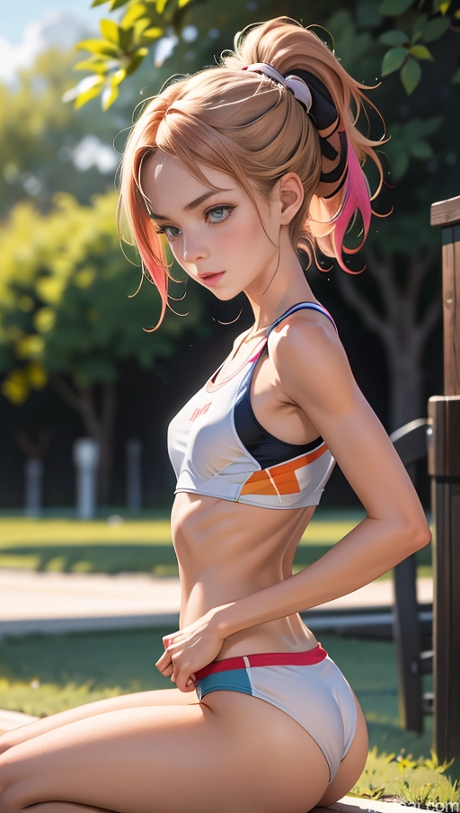 One Skinny Small Tits Small Ass 18 Ginger Ponytail White Soft Anime Pose 不小心摔倒 Fallen_down Track Uniform