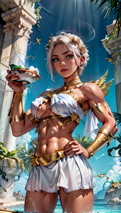 related ai porn images free for Several Busty Muscular Abs Surrealist Powering Up Dynamic View Menstoga, White Robes, In White And Gold Costumem, Gold Headpiece, Gold Belt, Gold Chain Captain Marvel Woman