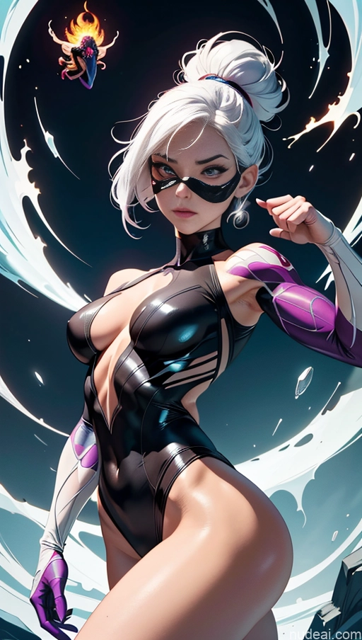 related ai porn images free for Several Perfect Boobs Muscular Abs Bodybuilder Spider-Gwen Black Cat Perfect Body Powering Up Surrealist Dynamic View