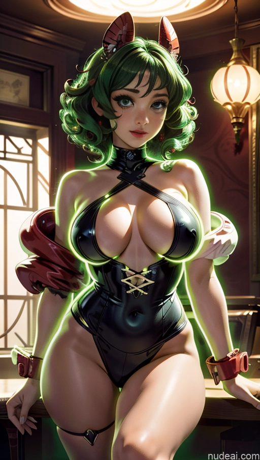 ai nude image of pics of Busty Perfect Boobs Big Ass Big Hips Tanned Skin 30s Seductive Crisp Anime Strip Club Nude Stockings Topless Detailed ((maxmonolith)) Mintcastella Chubby Neon Lights Clothes: Green Green Hair Curly Hair Master Woman Devil Corset Futuristic