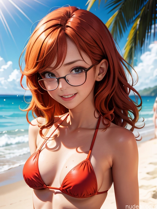 related ai porn images free for Perfect Boobs Happy Ginger German Beach Microkini Curly Hair Glasses