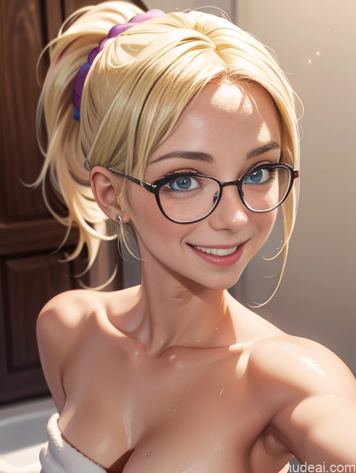 related ai porn images free for Perfect Boobs Blonde Ponytail German Glasses Happy Towel Bathroom