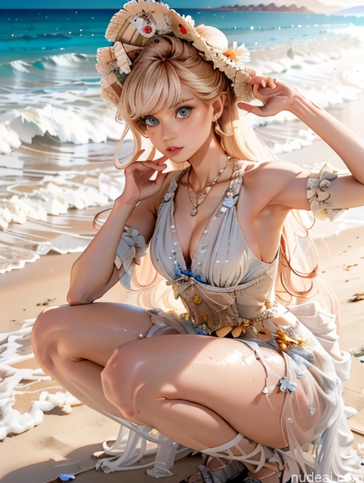 related ai porn images free for Miss Universe Model One Beautiful Thick Muscular Long Legs Perfect Body 18 Sexy Face Blonde Long Hair Czech Beach Front View Squatting Bright Lighting Detailed Modern Victorian Fashion Dress Floral Style V3