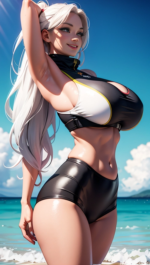 related ai porn images free for Woman Huge Boobs Long Legs Big Hips Thick 20s Happy White Hair Long Hair German Side View Bright Lighting Crop Top 3d Two