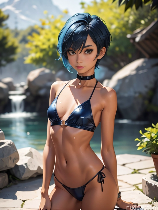 ai nude image of pics of Sorority Asian Tanned Skin Oiled Body Pixie Blue Hair Choker Long Legs Short Small Tits Beautiful Small Ass Skinny 18