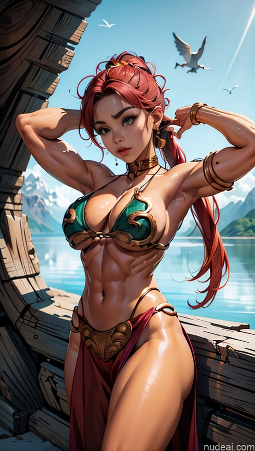 ai nude image of pics of Sari Several Powering Up Surrealist Dynamic View Abs Muscular Busty Bodybuilder Slavekini, Aka Slave Leia Outfit