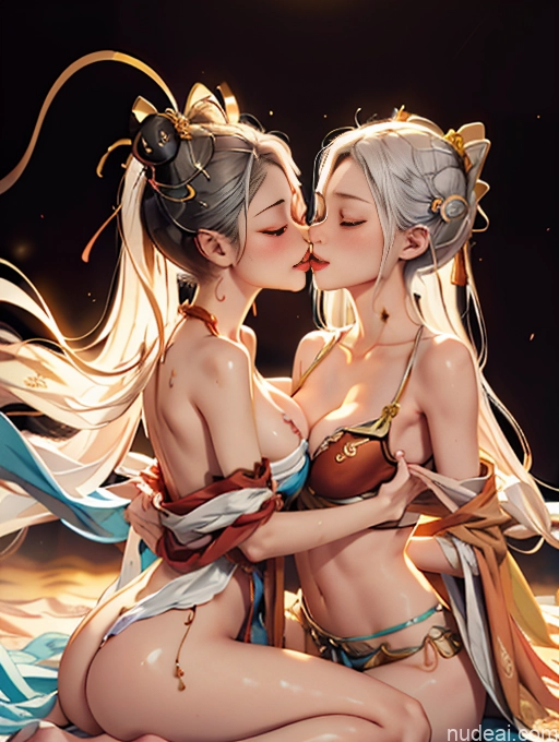 related ai porn images free for Model Beautiful Skinny 18 White Hair Long Hair Japanese Kisses Two Dunhuang (敦煌) V1