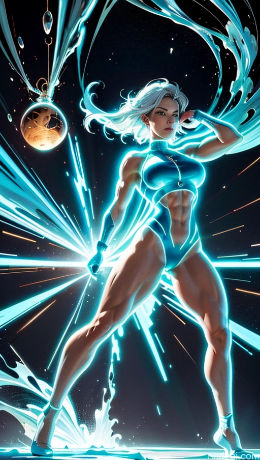 related ai porn images free for Bodybuilder Several Busty Muscular Abs Surrealist Superhero Israel Powering Up Neon Lights Clothes: Blue