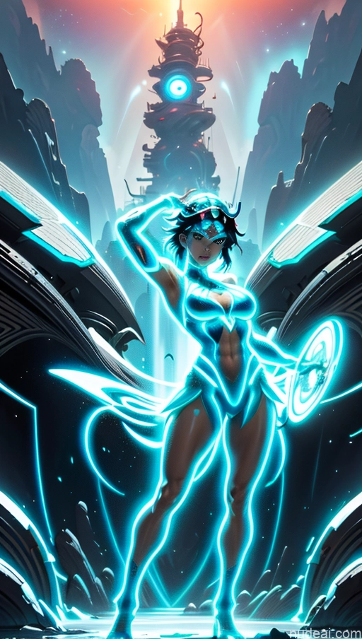 related ai porn images free for Bodybuilder Several Busty Muscular Abs Surrealist Superhero Israel Powering Up Neon Lights Clothes: Blue Futuristic