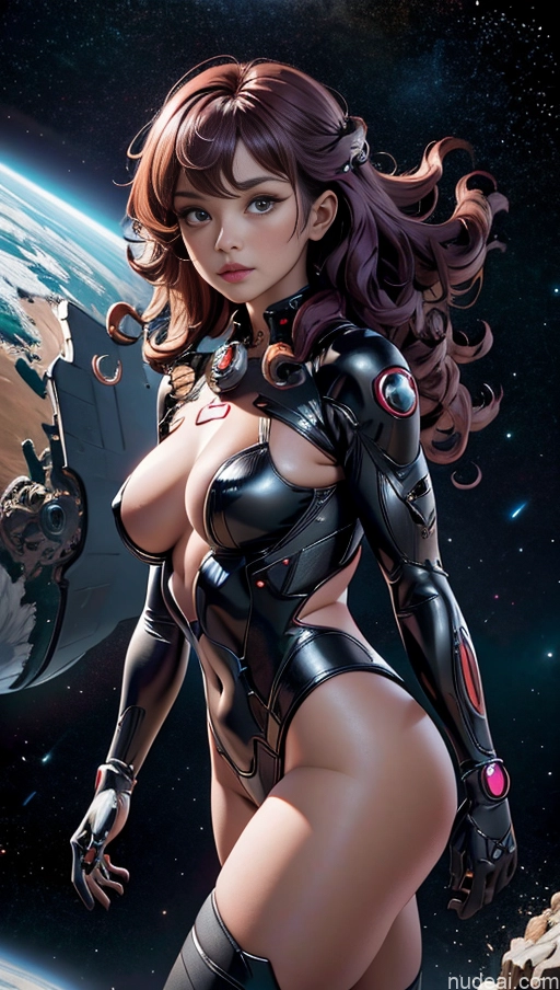 ai nude image of pics of Woman One Busty Beautiful Big Ass Thick Chubby Big Hips Nude Stockings Partially Nude Topless Detailed Afingering Sexy Face Mecha Armor Space Surrealist Woman Open Forward Purple Hair Curly Hair Master Sci-fi Armor