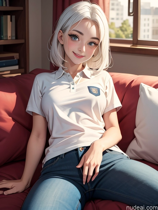 related ai porn images free for Sorority Beautiful 18 White Hair Busty Straight Couch Happy On Back Shirt Polo