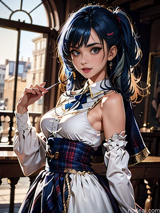 ai nude image of pics of Idol Costume V3 Blue Hair, Medium Hair Model Perfect Boobs 18