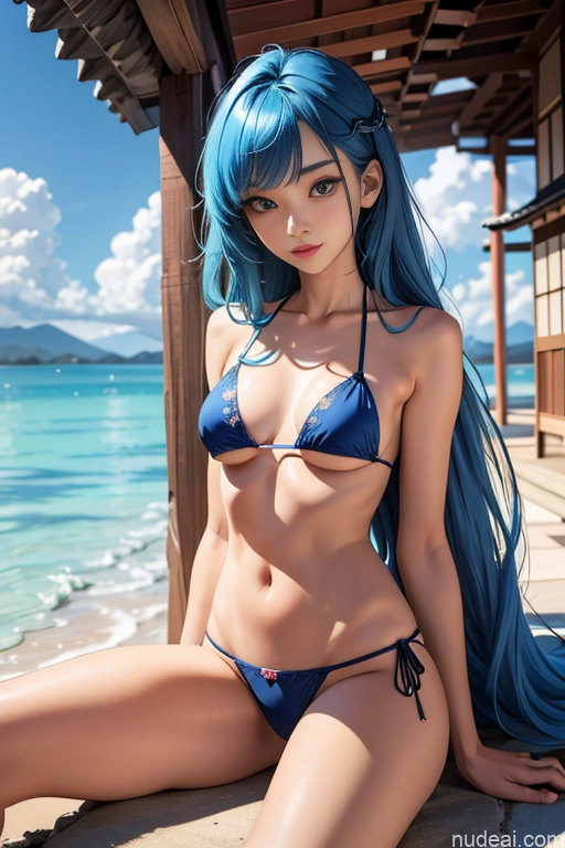 related ai porn images free for Model One Beautiful Skinny 18 Blue Hair Long Hair Japanese Bikini