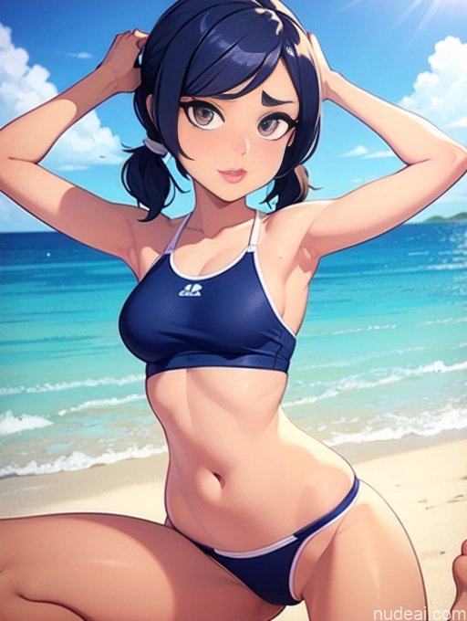 related ai porn images free for Woman Small Tits Skinny Short Fairer Skin Small Ass Seductive Japanese Soft + Warm Front View T-pose Pigtails Beach Beach Volleyball 18 One Blue Hair