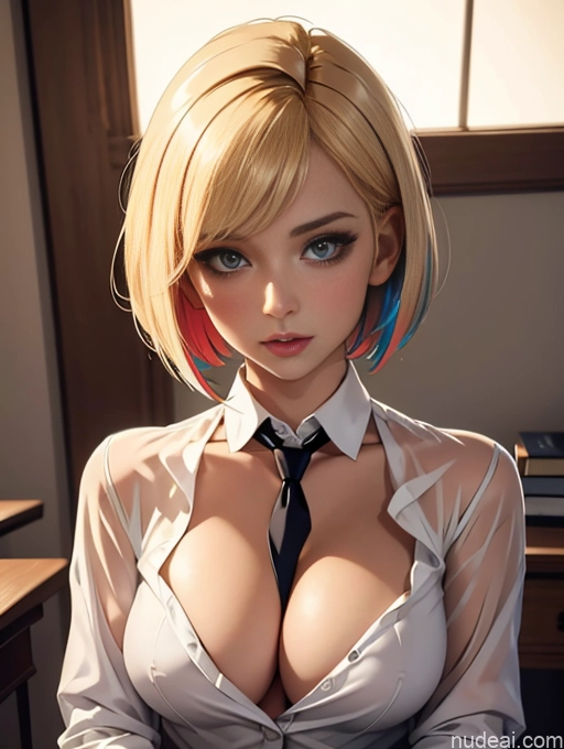 related ai porn images free for Seductive Perfect Boobs Blonde Bobcut Suit Secretary Shirt