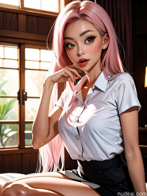 related ai porn images free for Model Two Beautiful Skinny 18 Pink Hair Long Hair Japanese Bedroom Kisses Thai University Uniform V1