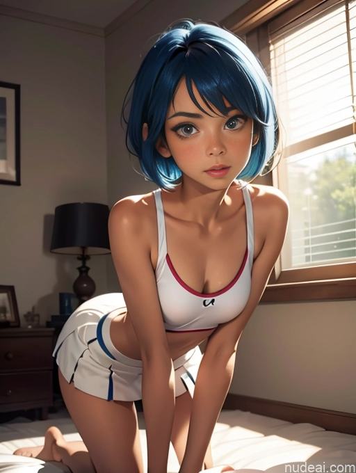 related ai porn images free for Perfect Boobs Small Tits Beautiful Skinny 18 Soft Anime Blue Hair Short Hair Short Bedroom Front View Pet Play Tennis