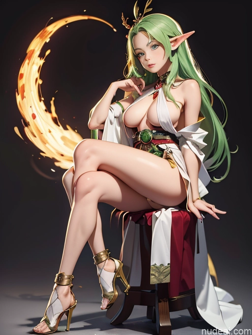 related ai porn images free for Model Perfect Boobs Skinny 18 Long Hair Japanese Green Hair Elf Outfit/Elf Bikini High Heels