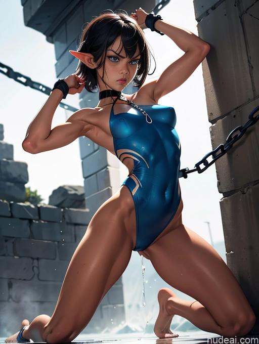related ai porn images free for Athlete Busty Small Tits Muscular Abs Long Legs Tall Tanned Skin Oiled Body 20s Serious Sexy Face Deep Blue Eyes Black Hair Bangs Full Frontal Nude Chain Shackles Angry Prison T-pose Bondage