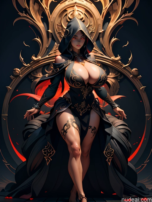 Huge Boobs Perfect Boobs Muscular Perfect Body Tanned Skin Detailed Seductive Front Facing Full Body Jewelry Cultist Hood Zdyna_pose Phoenixdress Partially Nude Full Frontal