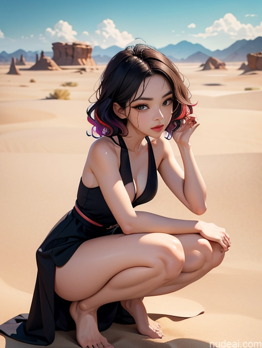 related ai porn images free for Model One Perfect Boobs Beautiful Small Ass Perfect Body Short 18 Seductive Sexy Face Brunette Curly Hair Korean Front View Desert Dress Squatting