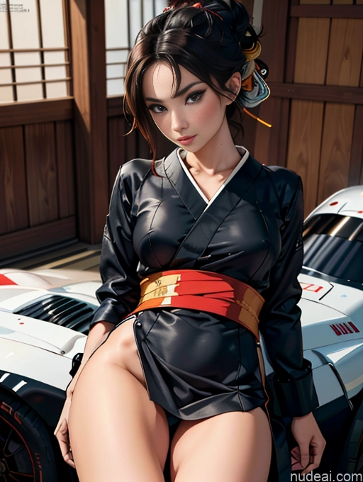 ai nude image of pics of Close-up View Bending Over Race Driver Spread_legs, Pussy, Split_legs Geisha Hair Bun Serious No Panties?