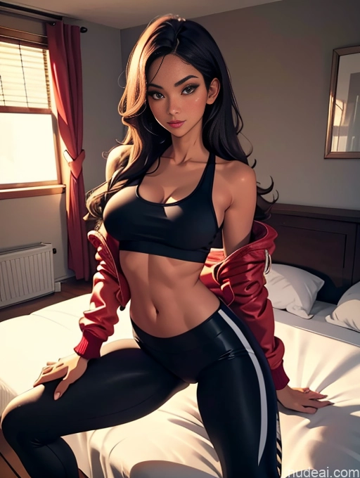 related ai porn images free for Busty Pubic Hair Tanned Skin Seductive Brunette Long Hair Bedroom Bomber Tank Top Yoga Pants