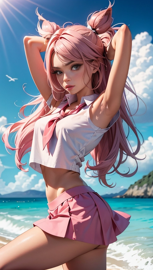 related ai porn images free for Woman Busty Beautiful Pubic Hair 20s Pink Hair Long Hair Soft + Warm Beach Tanned Skin Shirt T-pose Micro Skirt Thick Gloves No Panties?