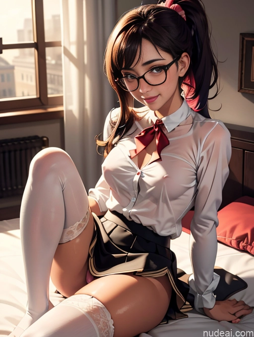 related ai porn images free for Busty Pubic Hair Tanned Skin Brunette Bedroom Thigh Socks Ponytail Blouse Mini Skirt Happy Glasses Cumshot