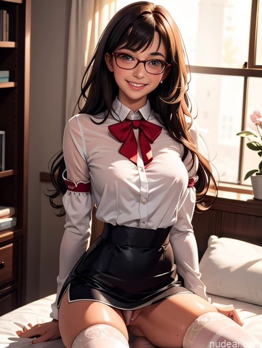 related ai porn images free for Busty Pubic Hair Tanned Skin Brunette Bedroom Thigh Socks Blouse Mini Skirt Happy Glasses Cumshot Bangs