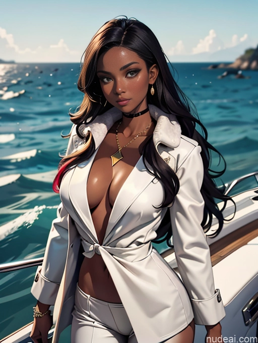 related ai porn images free for Model One Beautiful Perfect Body Seductive Sexy Face Soft Anime Detailed Busty Thick Brunette Long Hair Italian Front View Fur Harem Pants Stylish Trench Coat Jewelry Yacht Perfect Boobs Suit Goth Chemise Dark Skin