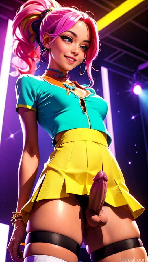 related ai porn images free for Busty Perfect Body Tanned Skin Happy Seductive Ponytail Club Blouse Micro Skirt Thigh Socks Jewelry Trans Girl With Erect Penis