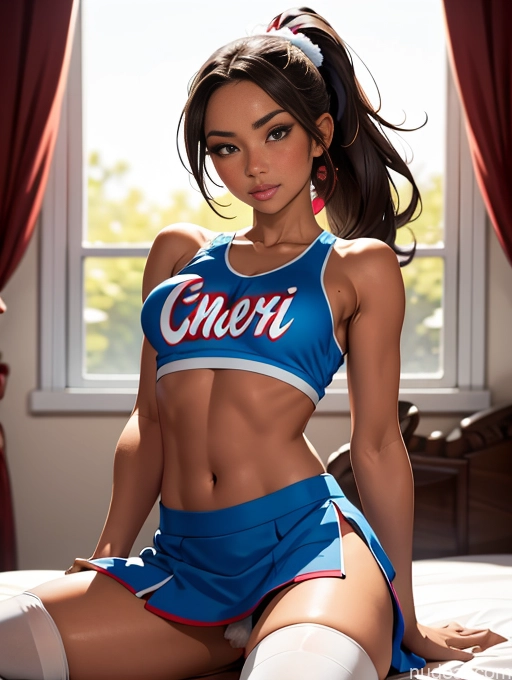 related ai porn images free for Busty Tanned Skin Seductive Brunette Bedroom Thigh Socks Tank Top Mini Skirt Cheerleader Ponytail Straddling