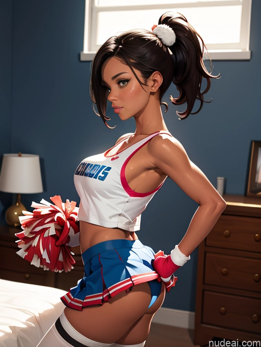 related ai porn images free for Busty Tanned Skin Seductive Brunette Bedroom Thigh Socks Tank Top Mini Skirt Cheerleader Ponytail Big Ass Back View
