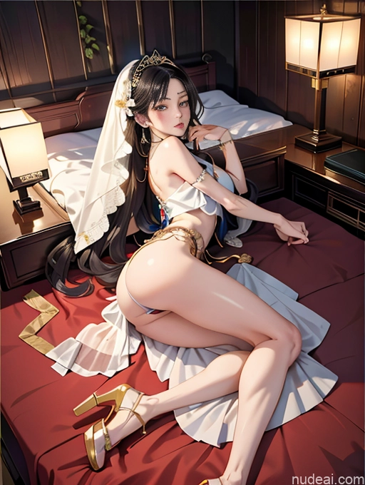 related ai porn images free for Model One Beautiful Skinny 18 White Hair Long Hair Japanese Bedroom On Back High Heels China Goddess Fashion