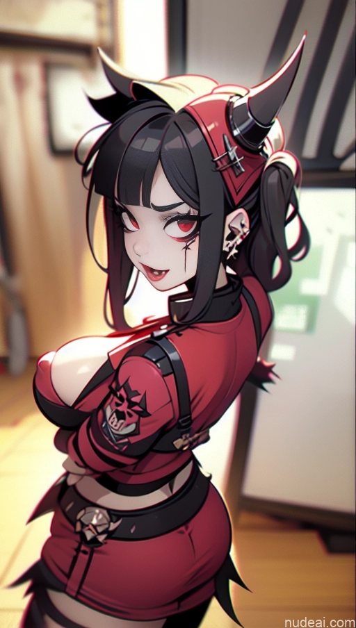 related ai porn images free for Serious Desert Close-up View Perfect Boobs Lipstick Devil Khorne Demon Style Vampire Gothic Punk Girl Bra Pull Down