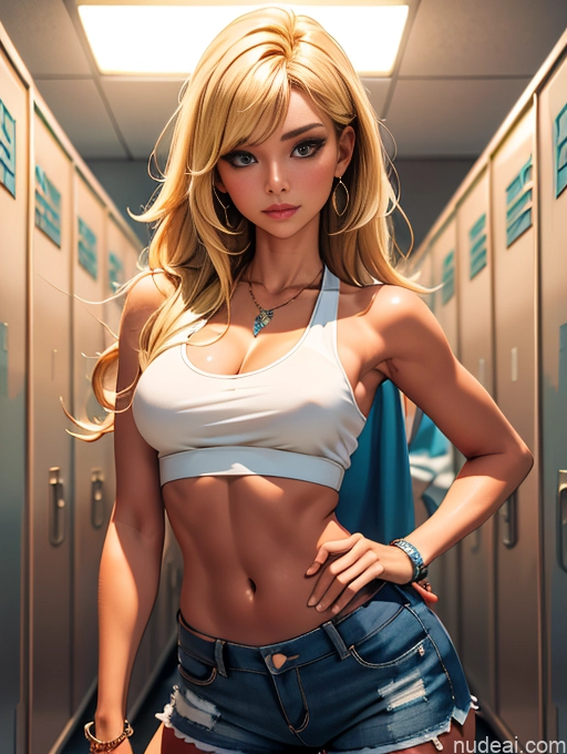 related ai porn images free for Busty Pubic Hair Tanned Skin Blonde Jewelry Locker Room Seductive Bangs Sports Tank Top