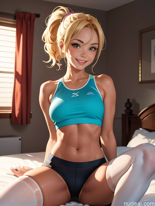 related ai porn images free for Busty Tanned Skin Thigh Socks Short Shorts Blonde Bedroom Happy Ponytail Sports Sports Bra