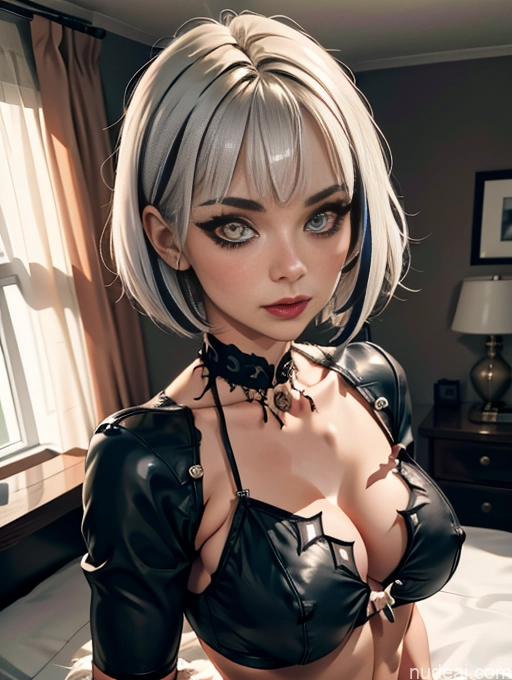 Busty One Beautiful Perfect Body Skinny Fairer Skin ShioriNovella 18 Sexy Face Short Hair Anime Bedroom Goth