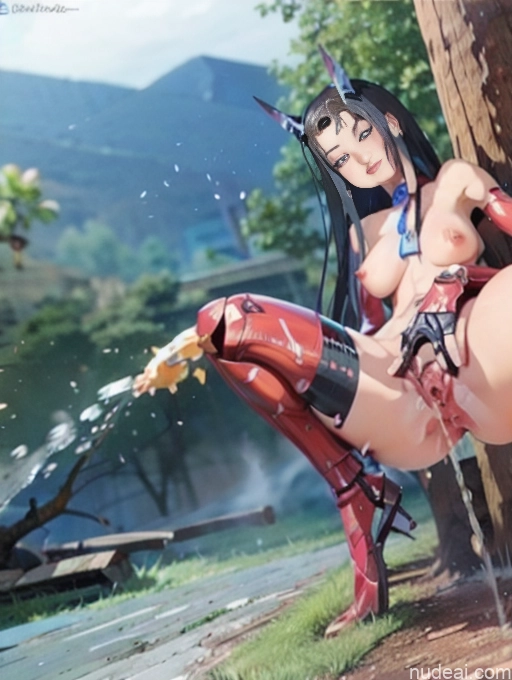 SuperMecha: A-Mecha Musume A素体机娘 Plastic And Latex Deep Blue Eyes Mantis Woman Nude Cyberhelmet V3 Pose Squating Squirting