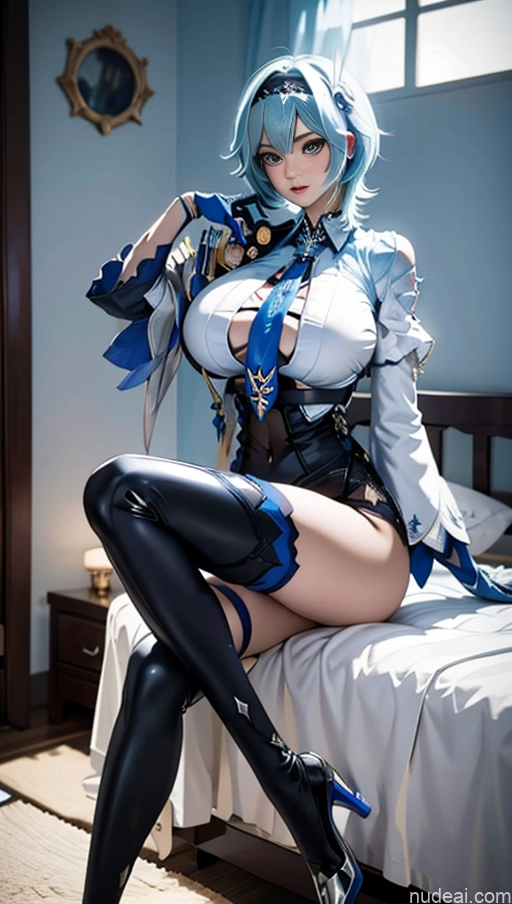 Woman Busty Huge Boobs Perfect Boobs Beautiful Skinny Long Legs Perfect Body Tall Fairer Skin Sexy Face Japanese 18 Bedroom Spreading Legs Short Hair Blue Hair Eula: Genshin Impact Cosplayers Stockings Anime Nude