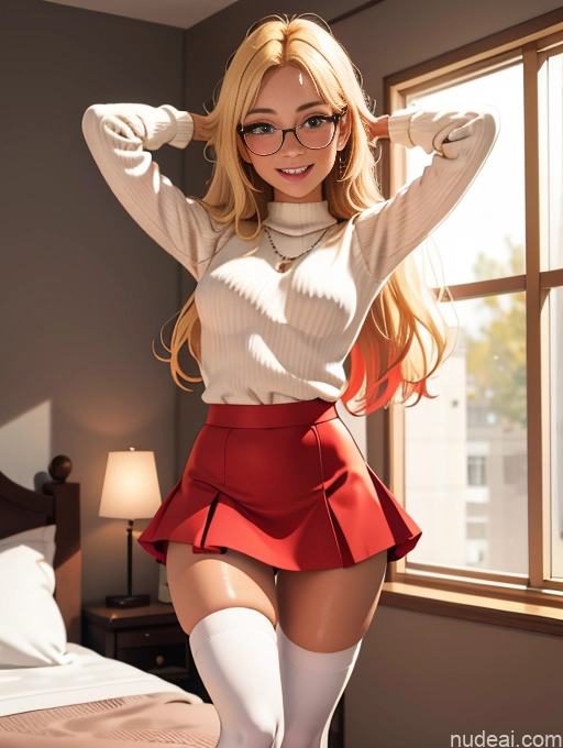 related ai porn images free for Tanned Skin Bedroom Jewelry Superhero Mini Skirt Thigh Socks Busty Blonde Long Hair T-pose Sweater Happy Thin Round Glasses
