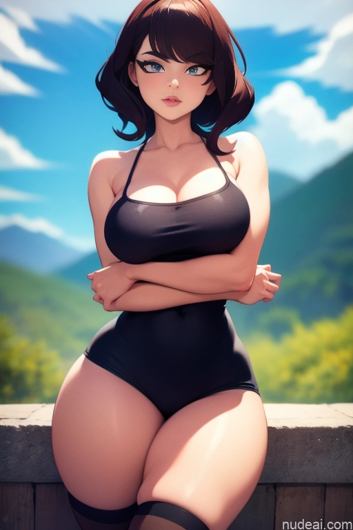 related ai porn images free for 3d Back View Detailed Model Beautiful Short Perfect Body 20s Serious Brunette Long Hair Filipina Mountains High Socks Short Shorts Sweater