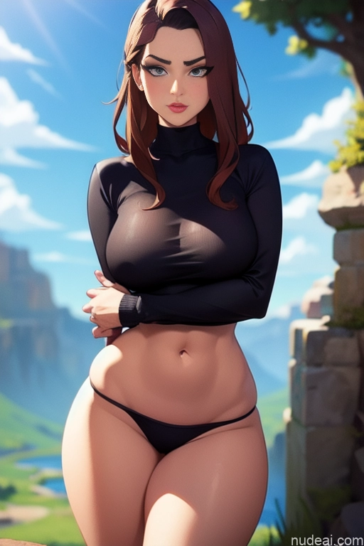 related ai porn images free for Back View Detailed Model Beautiful Perfect Body Tall 20s Serious Brunette Long Hair Dutch Mountains High Socks Short Shorts Sweater