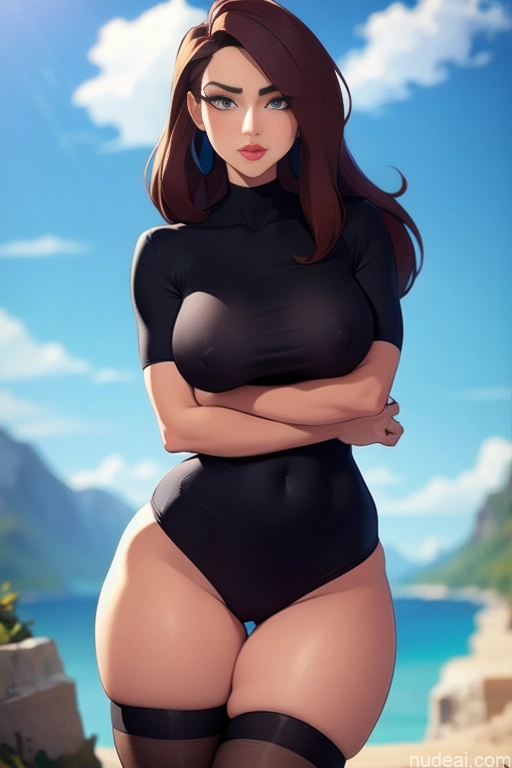 related ai porn images free for Back View Detailed Model Beautiful Perfect Body Tall 20s Serious Brunette Long Hair Dutch Mountains High Socks Short Shorts Sweater