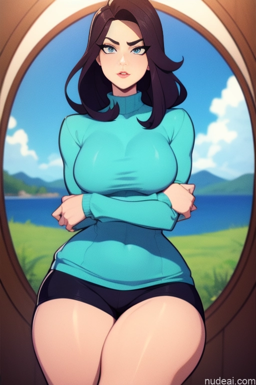 related ai porn images free for Back View Detailed Model Beautiful Tall Perfect Body 18 Serious Brunette Long Hair Dutch Mountains Short Shorts Sweater
